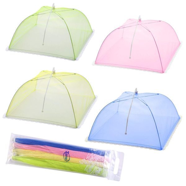 (Set of 4) Large Pop-Up Mesh Screen Food Cover Tents - Keep Out Flies, Bugs, Mosquitos - Reusable Sale