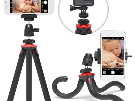 Xenvo SquidGrip iPhone Tripod, GoPro Tripod - Flexible Cell Phone Tripod Stand with Ball-Head 360, Compatible with iPhone, Android, Samsung, Google Smartphones, and ANY Mobile Phone (Red) Online Sale