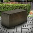 Outdoor Patio Wicker Storage Box - Resin Rattan Pool Storage Box with Lid, Garden Deck Bin, Multi-Purpose Furniture & Organizer with wheels & Container for Gardening Tools, Cushions, Pool Accessory For Discount