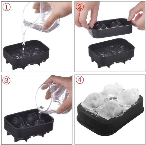 2 Pack 3D Silicone Skull Mold Ice Cube Mold, Onidoor Creative Candy Sugar Chocolate Mold Maker Cheap