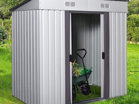 JAXSUNNY 4  x 6 Outdoor Backyard Garden Utility Tool Storage Shed w Sliding Door Outdoor House Cheap