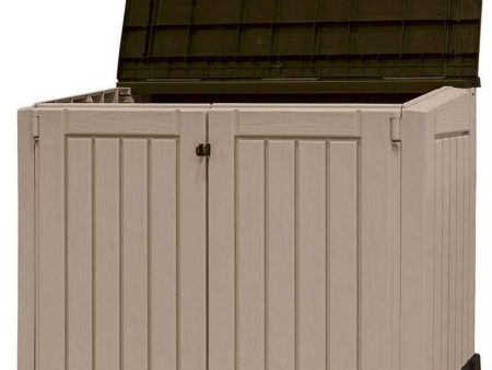 Resin Storage Cabinet Outdoor Horizontal Patio Organizer Weather Resistant Waterproof Shed Roomy Garden Storage Unit Contemporary Design Backyard Décor Lockable Easy-lift Lid & eBook by BADA shop Online now