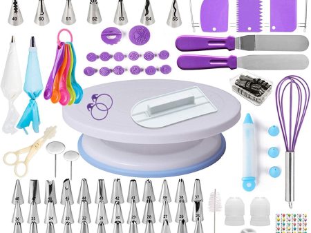 137 PCS Russian Cake Decorating Supplies Kit, Baking Pastry Tools, Piping tips and Bags, Non-stick Cake Turntable, Cake Leveler, Icing Spatulas and Scrapers, Fondant Press, Measuring Spoon, Cake Pen Sale