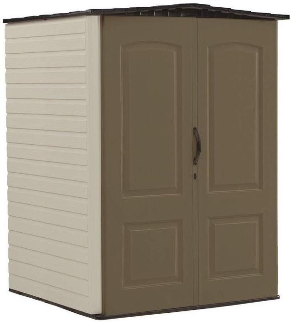 Rubbermaid FG374901OLVSS Vertical Storage Shed, Small, Beige Online Sale