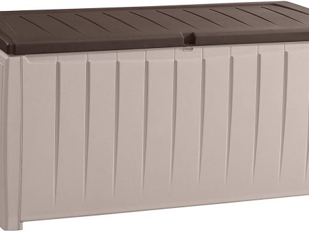 Keter Novel 90 Gallon Resin Outdoor Storage Box for Patio Furniture Cushions, 90-Gallon, Grey Black Online Hot Sale