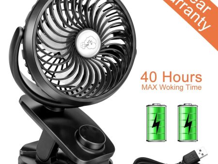 Battery Operated Stroller Fan Clip on Table Fan 40+ Hours Desk Fan Quiet Fan 360° Rotation 4400mah With Power Bank Function Mini Fan for Outdoor Sports Activities For Discount