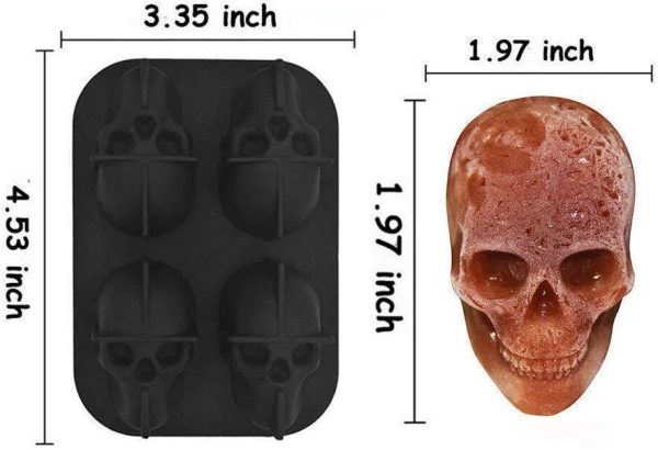 2 Pack 3D Silicone Skull Mold Ice Cube Mold, Onidoor Creative Candy Sugar Chocolate Mold Maker Cheap