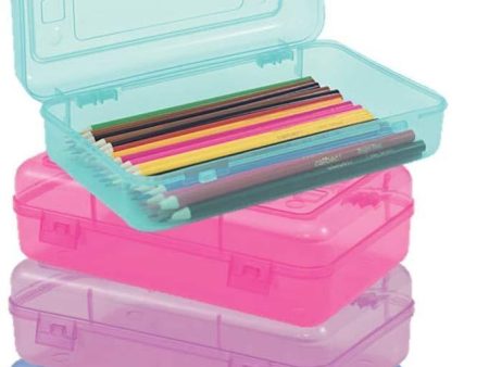 1InTheoffice Pencil Box, Translucent Assorted Colors  (4 Pack) (Light Colored) Online now