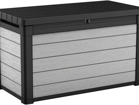 Keter 240302 Denali 100 Gal All Weather Outdoor Storage Deck Box, Grey Black Online Hot Sale