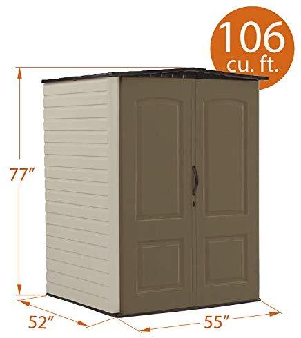 Rubbermaid FG374901OLVSS Vertical Storage Shed, Small, Beige Online Sale