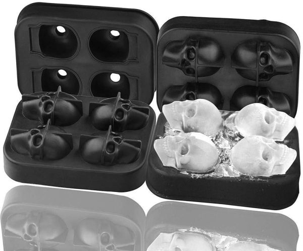 2 Pack 3D Silicone Skull Mold Ice Cube Mold, Onidoor Creative Candy Sugar Chocolate Mold Maker Cheap