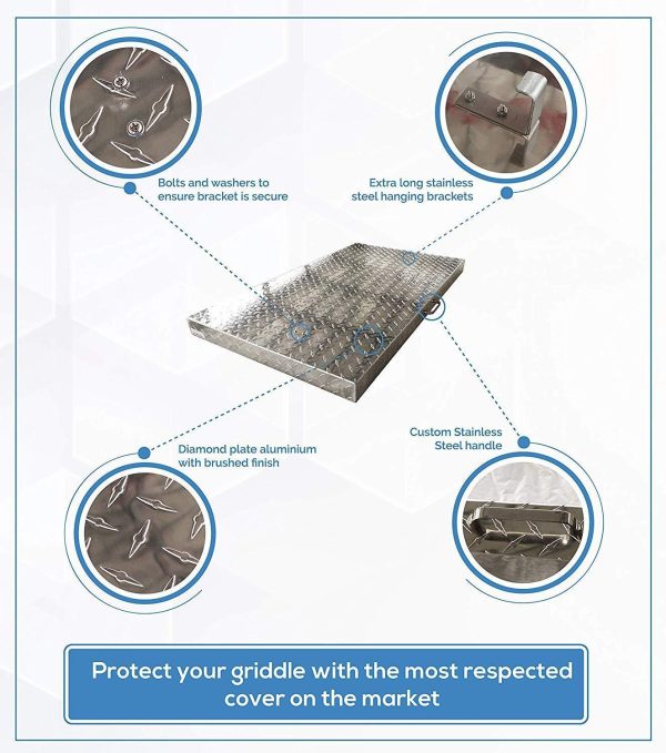 Griddle Cover 36 Inch: for Blackstone Griddle, Blackstone Griddle Cover Accessories, Flat Top Griddle Grill Cover, Great for Outdoors, use as Tabletop, Diamond Plate Aluminum by PREMIUM HOME PHG Online