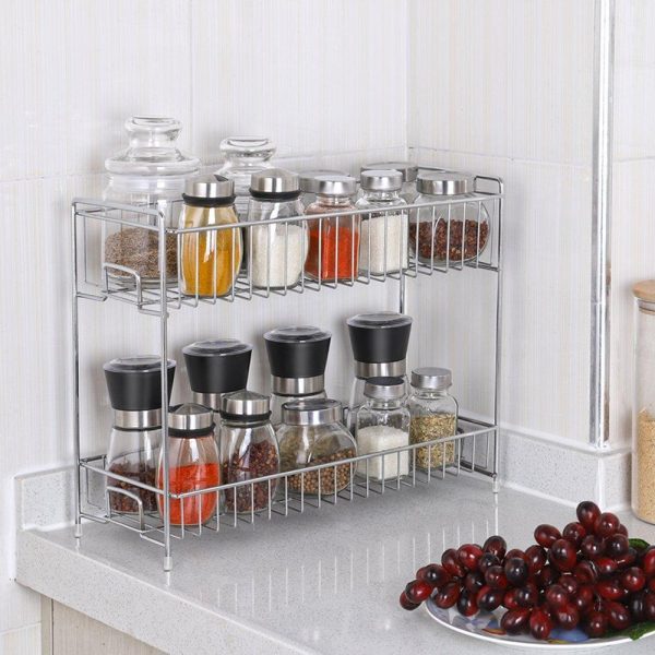 2-Tier Standing Rack EZOWare Kitchen Bathroom Countertop Storage Organizer Shelf Holder Spice Rack Hot on Sale