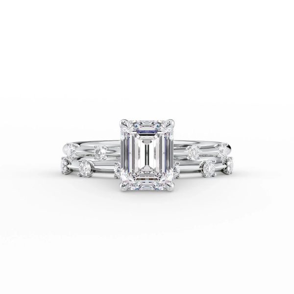 The Serena Set With A 3.5 Carat Emerald Moissanite For Cheap