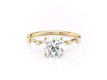 The Serena Set With A 3.5 Carat Round Moissanite Hot on Sale