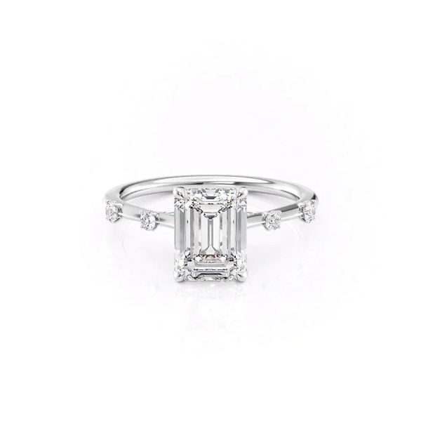 The Serena Set With A 3.5 Carat Emerald Moissanite For Cheap